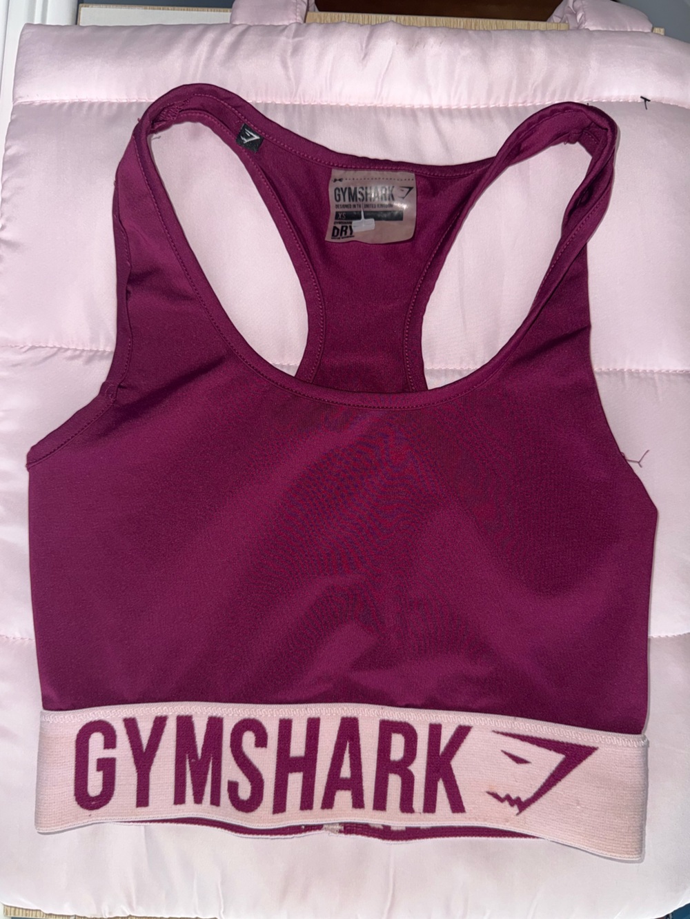 Gymshark Racerback Sports Bra Plum Purple Logo Band XS